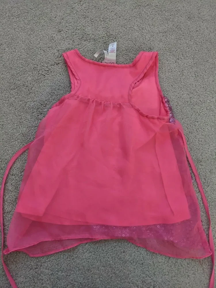 Justice Girls Size 6 Pink Sequined Dressy Tie Back Sleeveless Top
